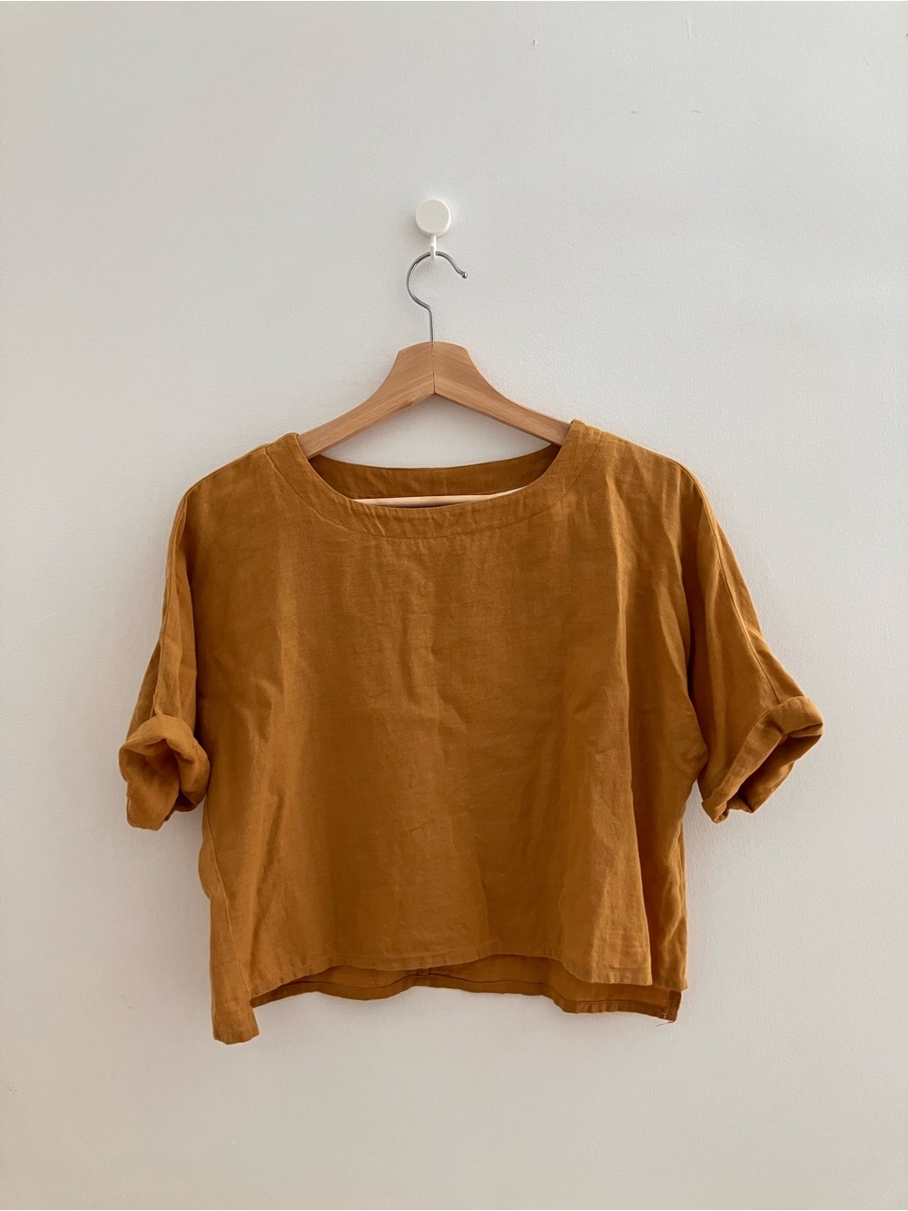 mustard yellow linen cotton top